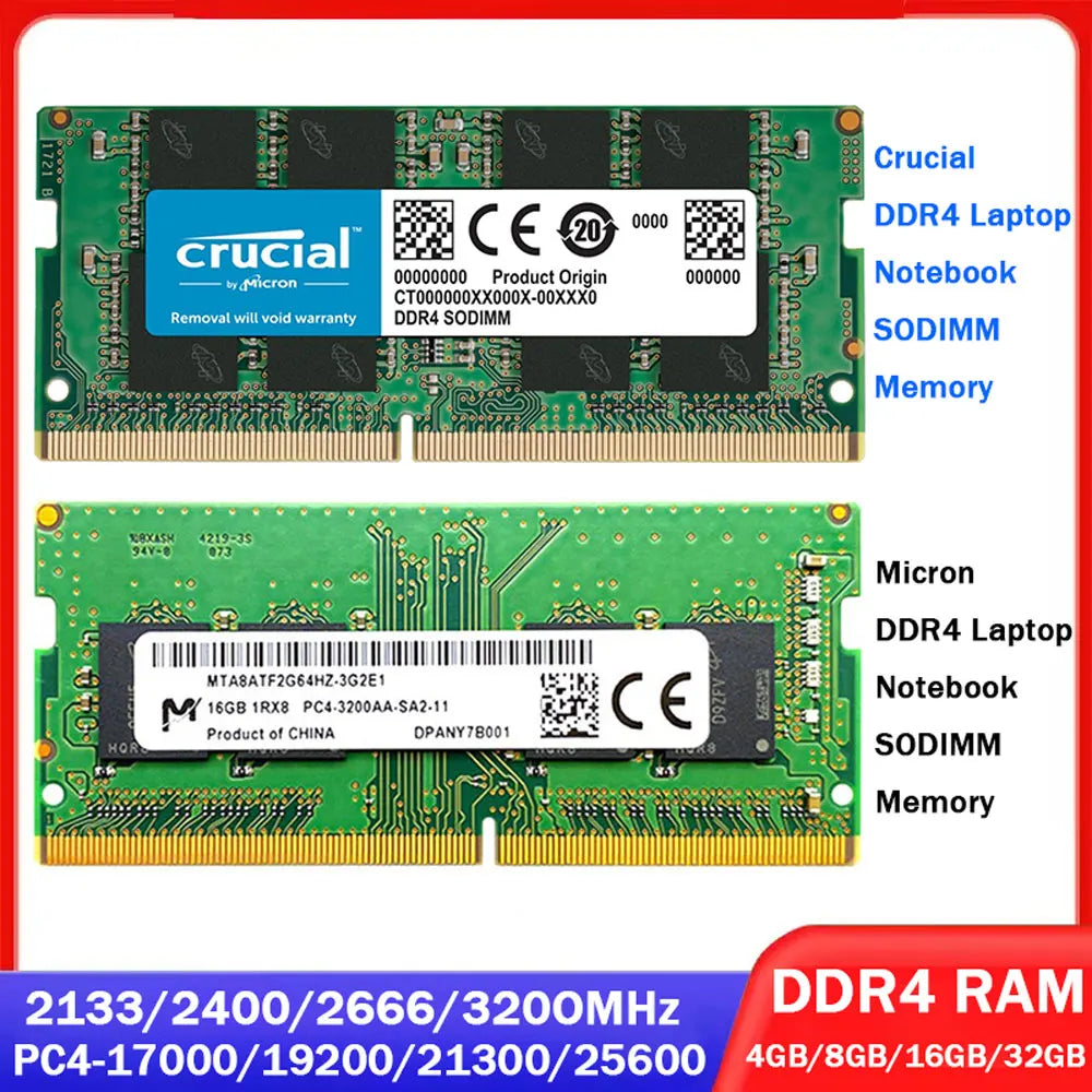 Crucial Micron Memoria RAM DDR4 4GB 8GB 16GB 32GB