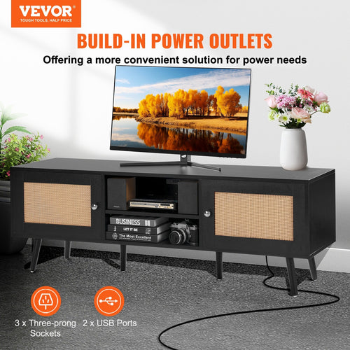 Rattan TV Stand For 65 Inch TV