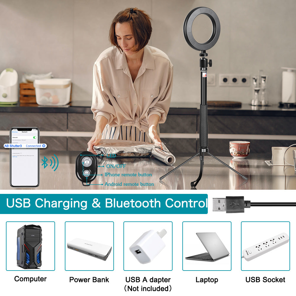 Metal Bracket Selfie Stick with Ring Light