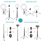 Metal Bracket Selfie Stick with Ring Light