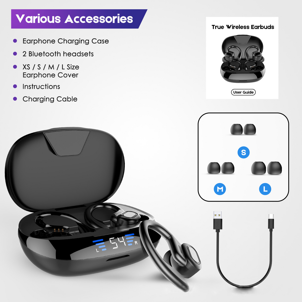 Sport Bluetooth V5.0 Headset LED Display