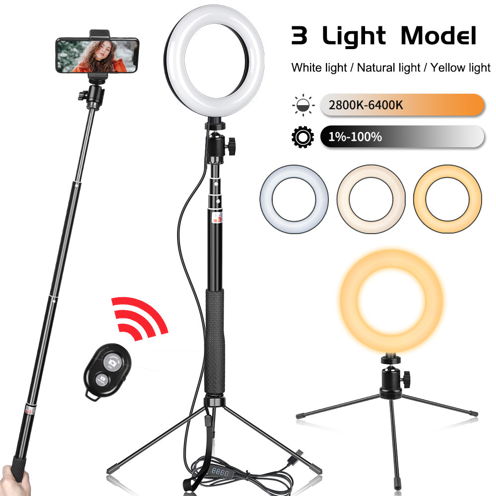 Metal Bracket Selfie Stick with Ring Light