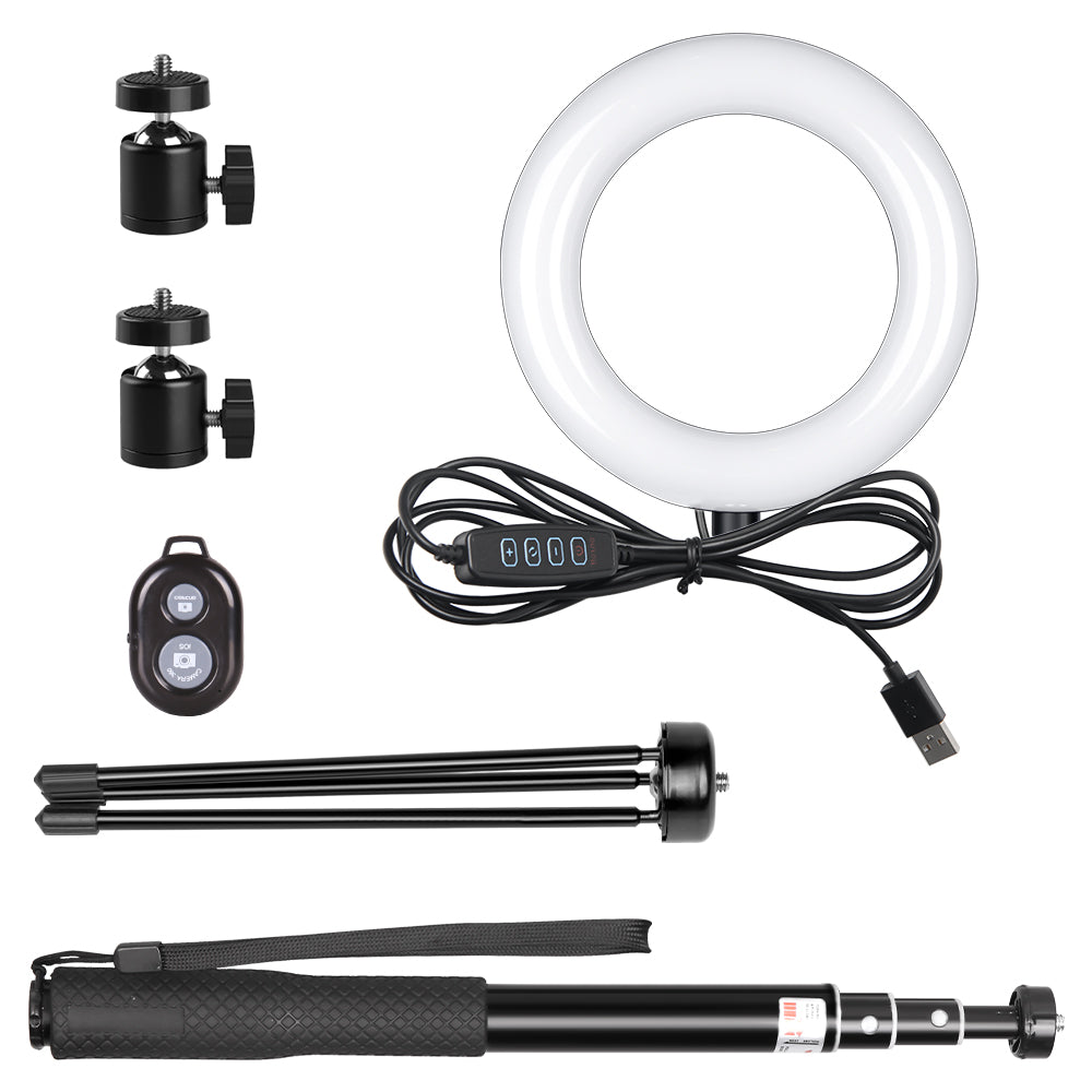 Metal Bracket Selfie Stick with Ring Light