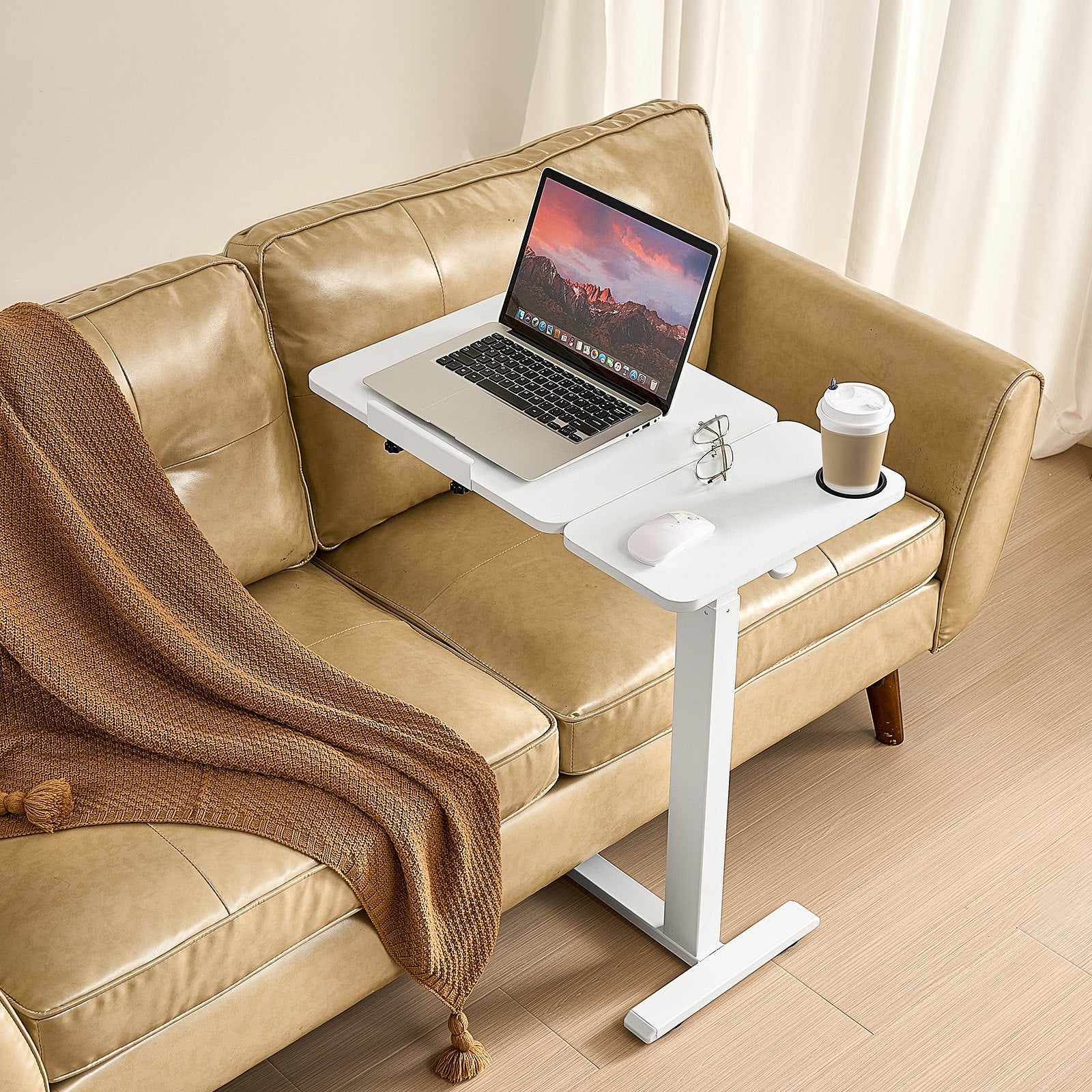 Mesa de Noche Móvil con Escritorio Plegable